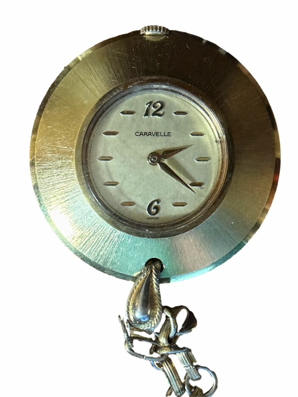 Caravelle by Bulova Pendant Watch Necklace Gold Tone Manual Wind